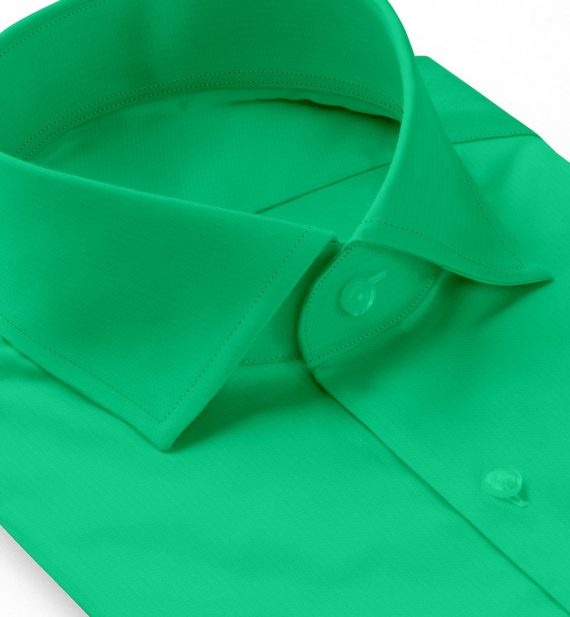 Image of a Green Satin Solids Cotton Stretch Shirting Fabric