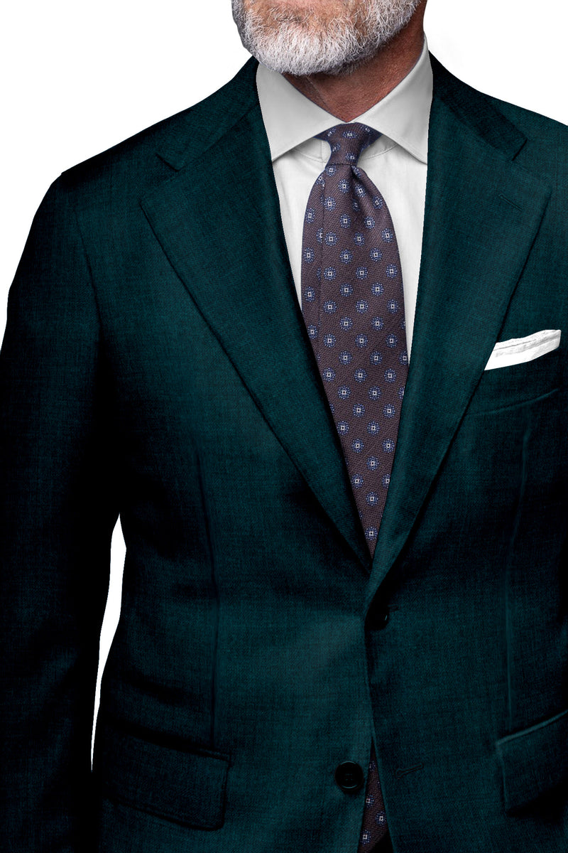 Image of a Green Worsted Twill Merino Wool Blazers Fabric