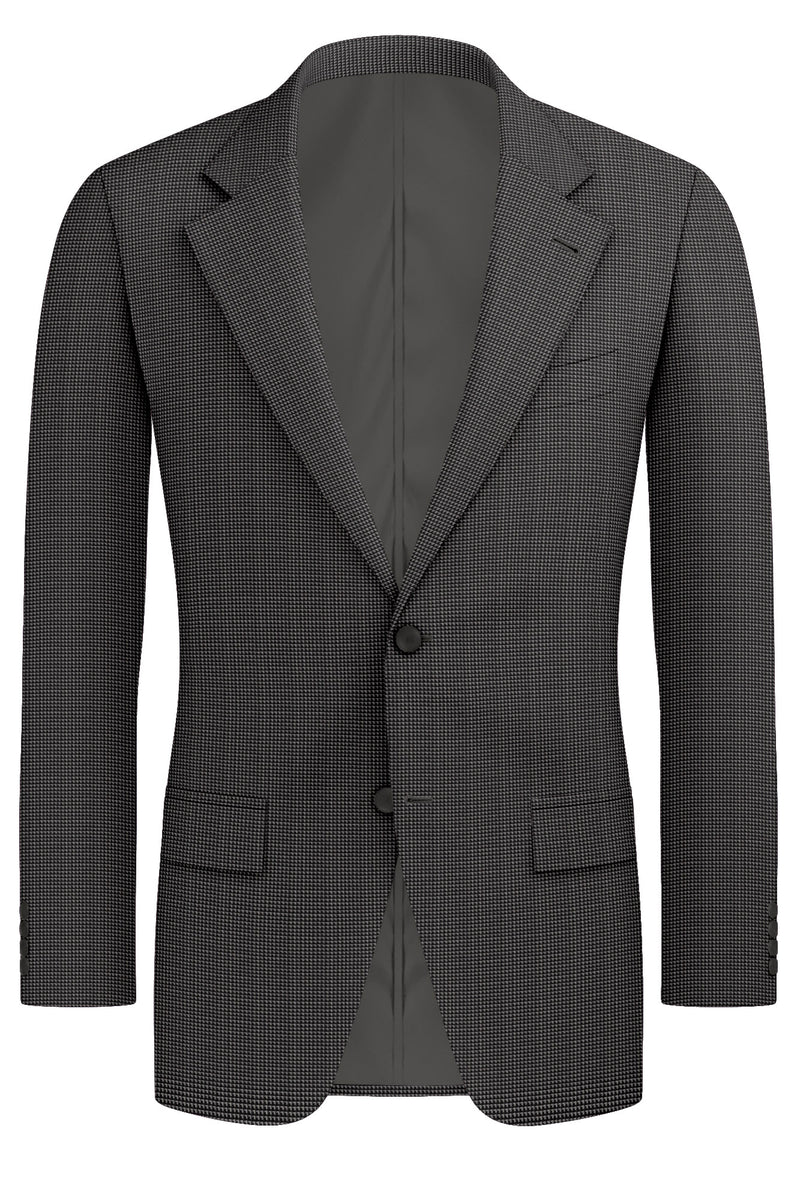 Image of a Grey & Black Worsted Birdseye Merino Wool Blazers Fabric