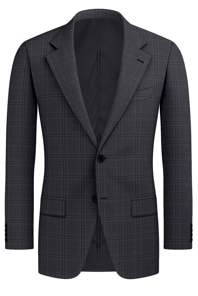 Image of a Grey & Black Worsted Checks Merino Wool Blazers Fabric