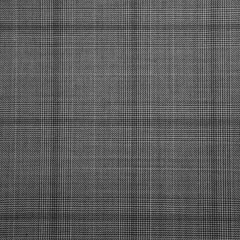 Image of a Grey & Black Worsted Checks Merino Wool Pants Fabric