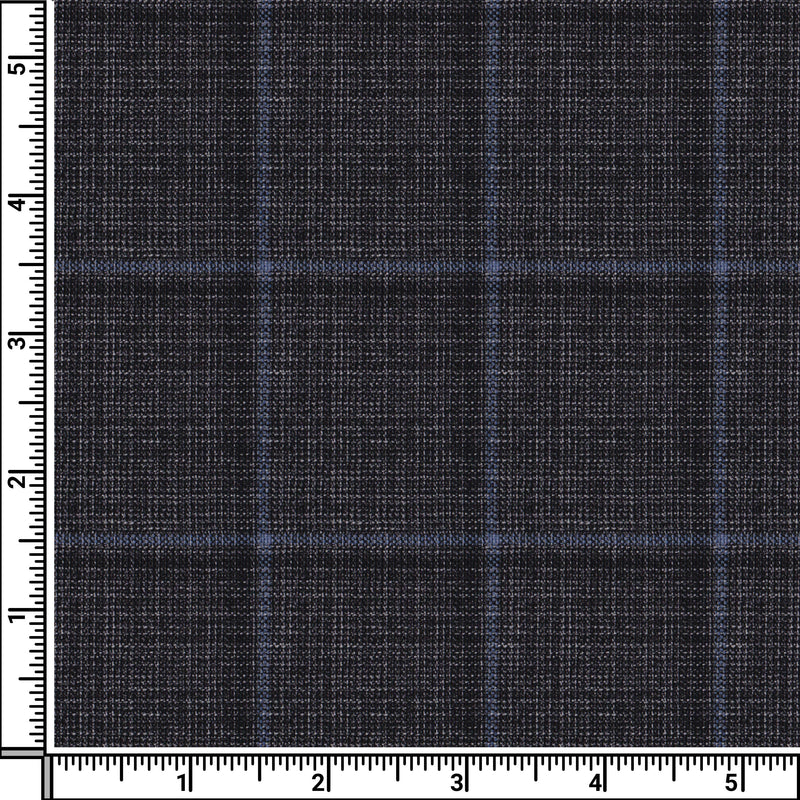 Image of a Grey & Black Worsted Checks Merino Wool Pants Fabric