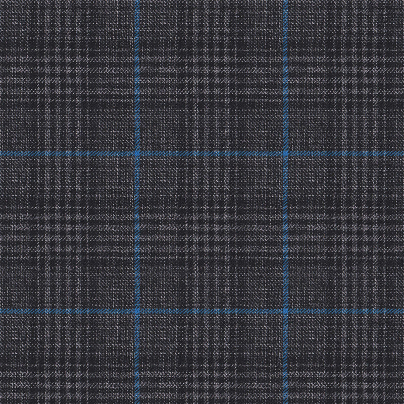 Image of a Grey & Black Worsted Checks Merino Wool Pants Fabric