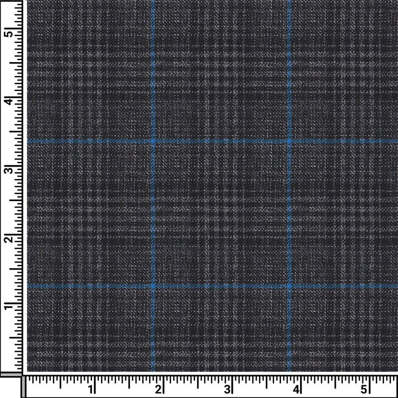 Image of a Grey & Black Worsted Checks Merino Wool Pants Fabric