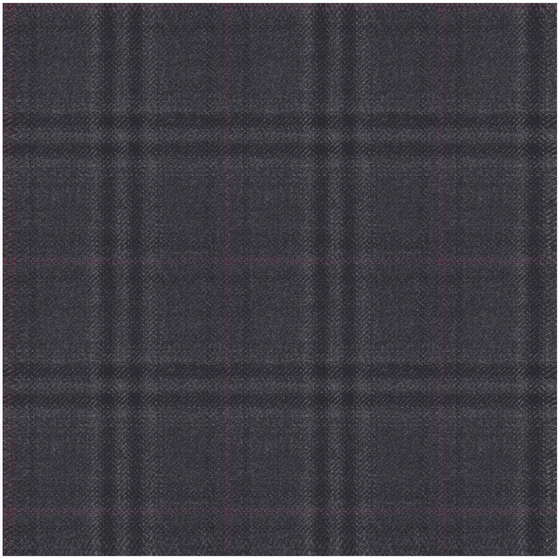 Image of a Grey & Black Worsted Checks Merino Wool Suiting Fabric