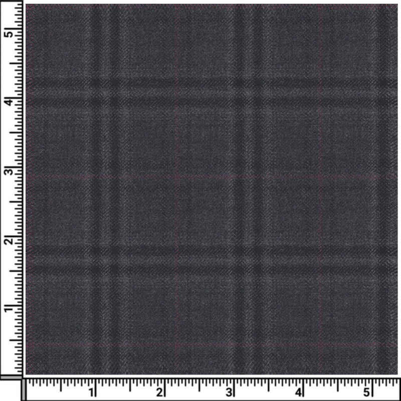 Image of a Grey & Black Worsted Checks Merino Wool Suiting Fabric