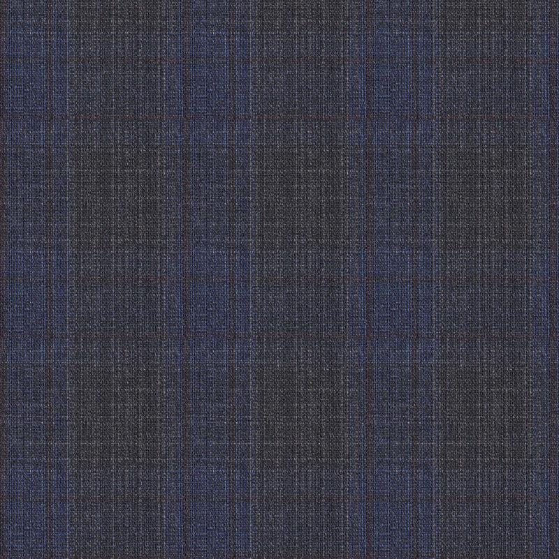 Image of a Grey & Blue Worsted Checks Merino Wool Pants Fabric