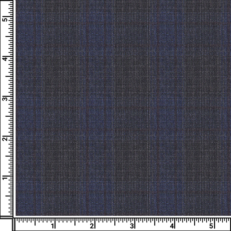 Image of a Grey & Blue Worsted Checks Merino Wool Pants Fabric