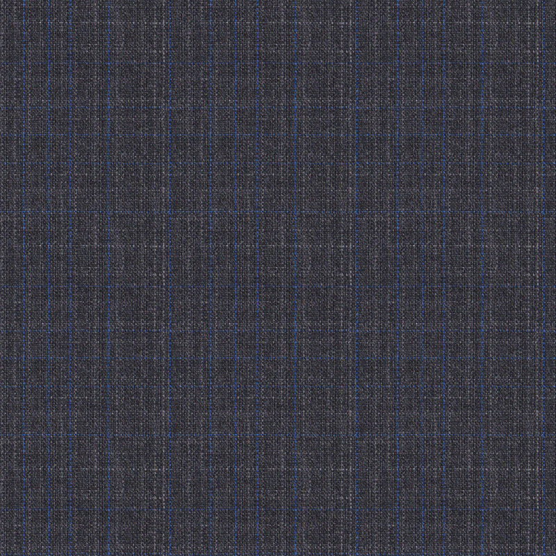 Image of a Grey & Blue Worsted Checks Merino Wool Pants Fabric