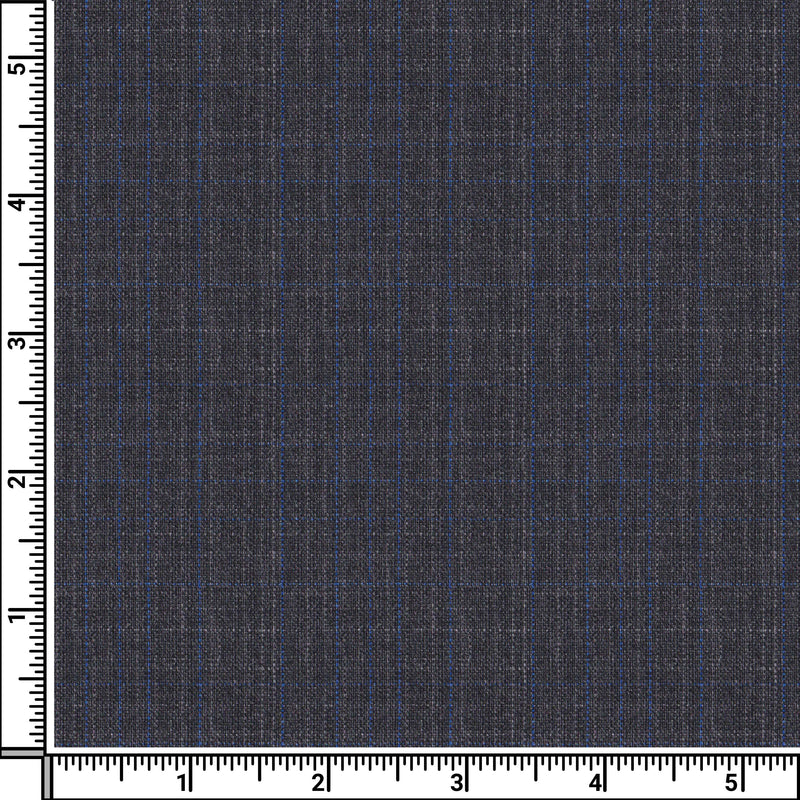 Image of a Grey & Blue Worsted Checks Merino Wool Pants Fabric