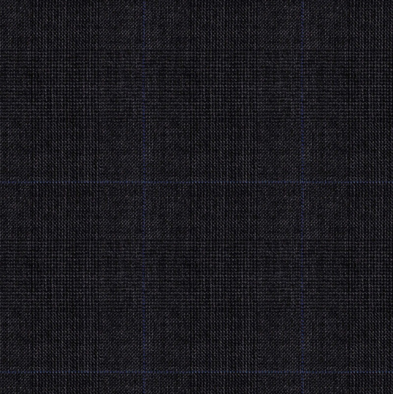 Image of a Grey & Blue Worsted Checks Merino Wool Pants Fabric