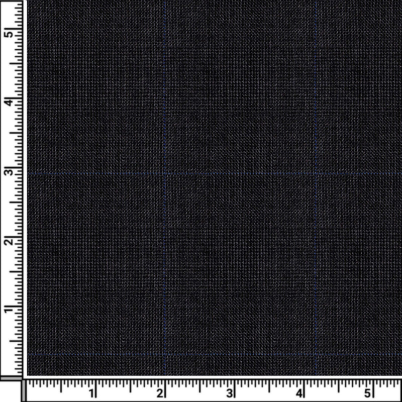 Image of a Grey & Blue Worsted Checks Merino Wool Pants Fabric