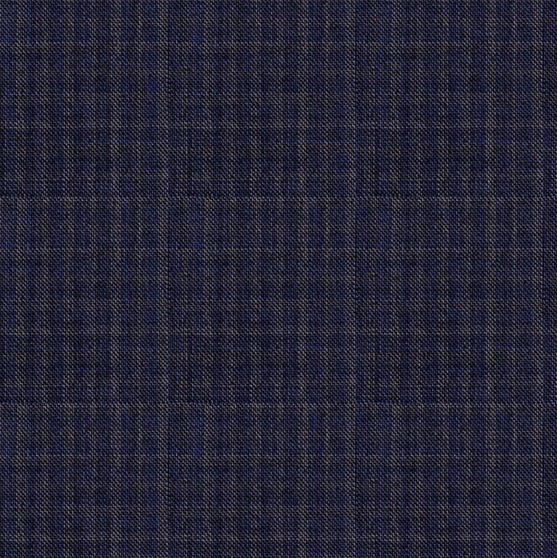 Image of a Grey & Blue Worsted Checks Merino Wool Pants Fabric