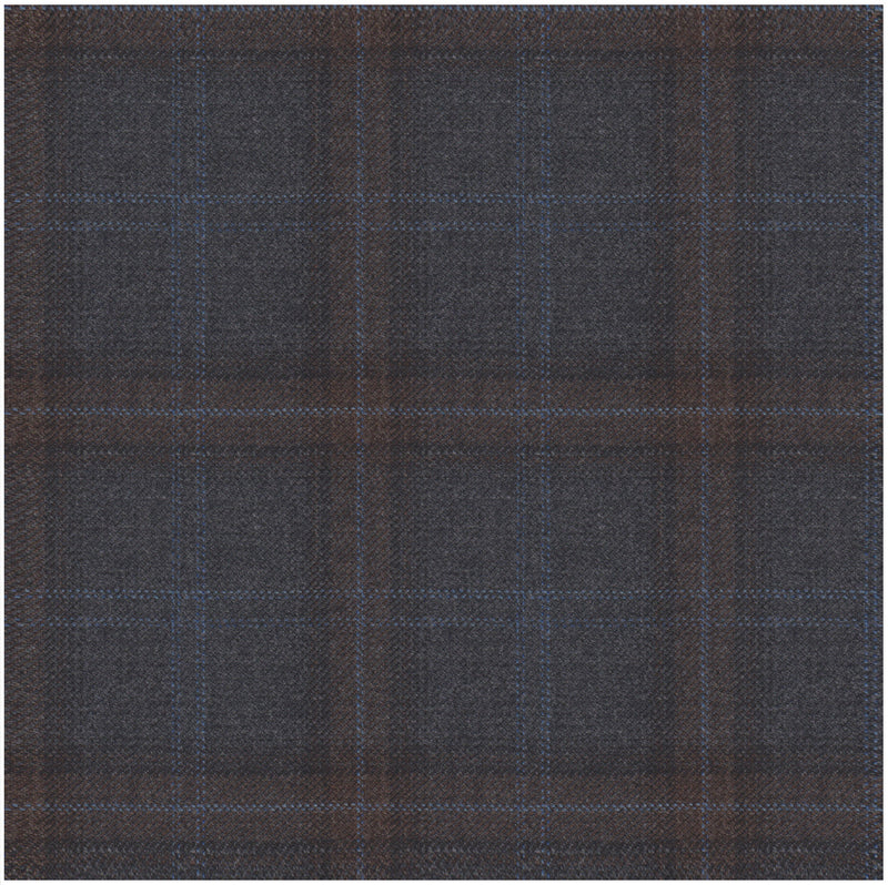 Image of a Grey & Blue Worsted Checks Merino Wool Pants Fabric