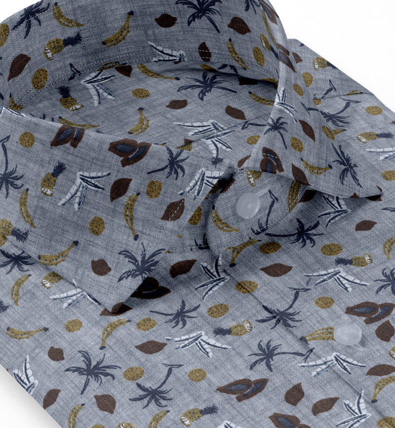 Image of a Grey & Brown Oxford Prints Linen Shirting Fabric