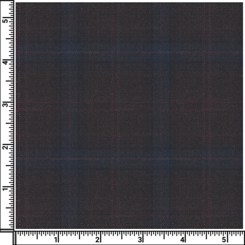 Image of a Grey & Green Worsted Checks Merino Wool Pants Fabric