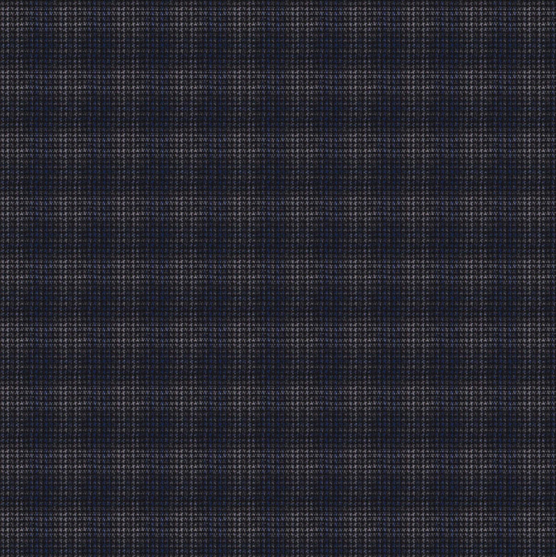 Image of a Grey & Mid-Blue Worsted Checks Merino Wool Pants Fabric