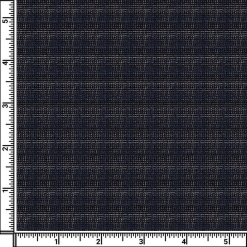 Image of a Grey & Mid-Blue Worsted Checks Merino Wool Pants Fabric