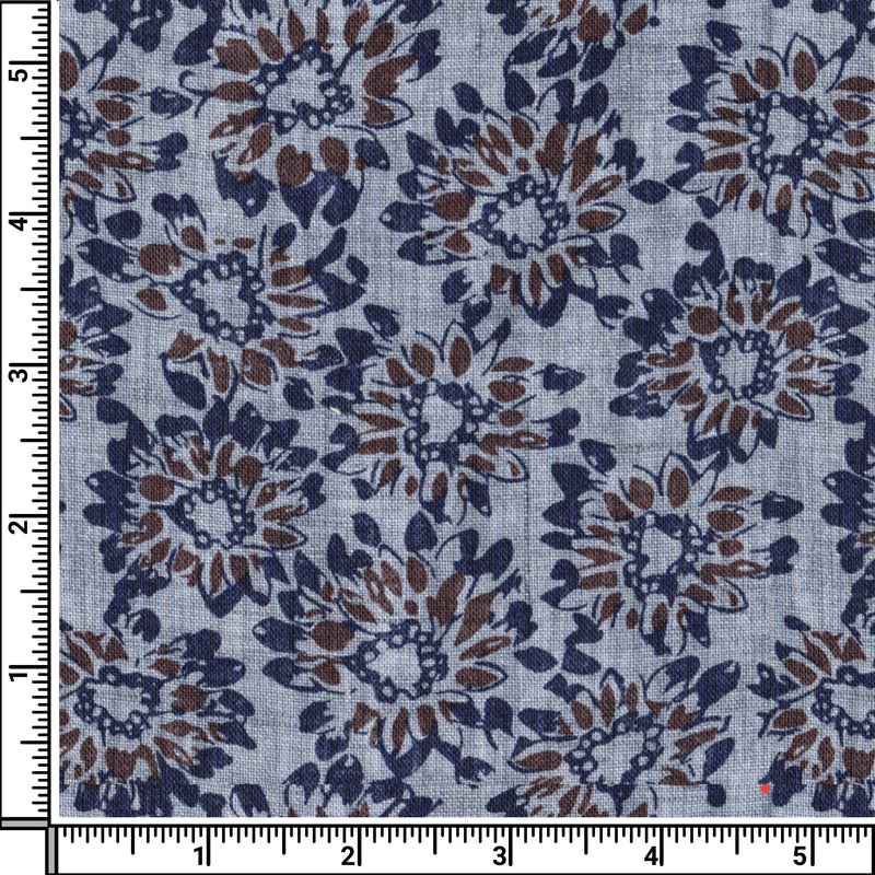 Image of a Grey & Navy-Blue Oxford Prints Linen Shirting Fabric