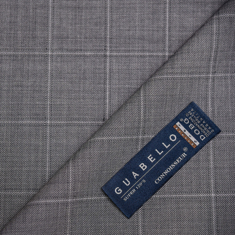 Image of a Grey & White Worsted Checks Merino Wool Pants Fabric