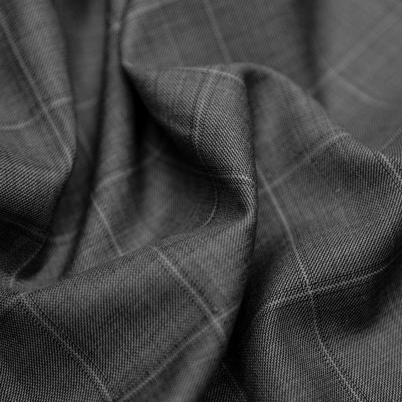 Image of a Grey & White Worsted Checks Merino Wool Pants Fabric