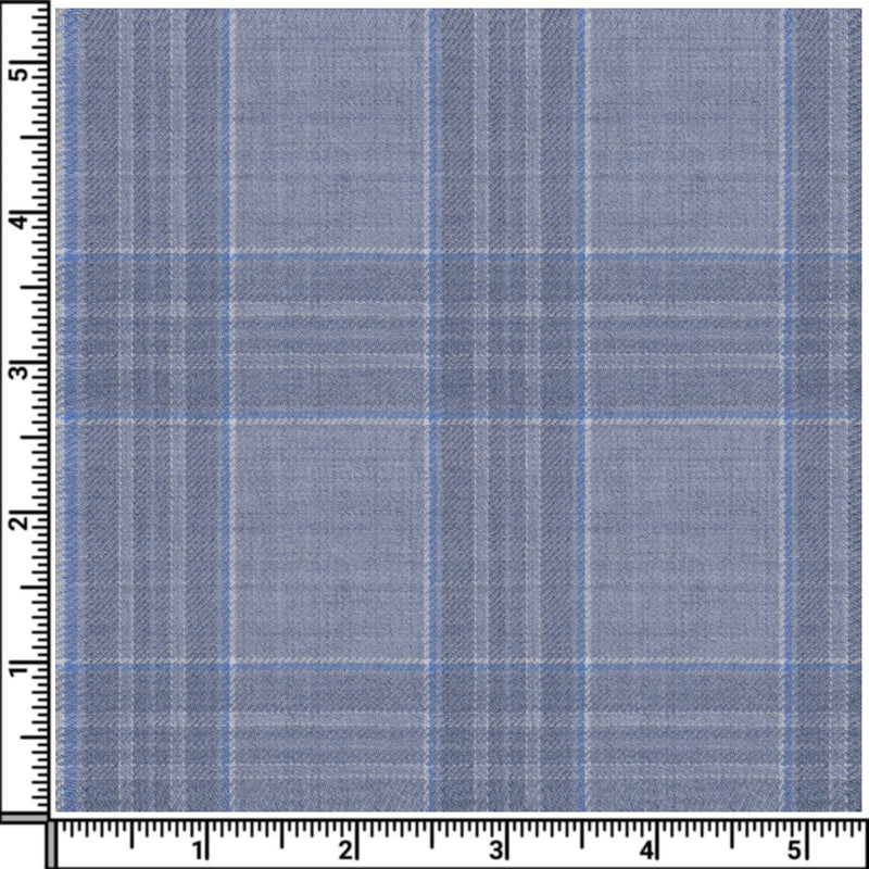 Image of a Grey & White Worsted Checks Merino Wool Pants Fabric