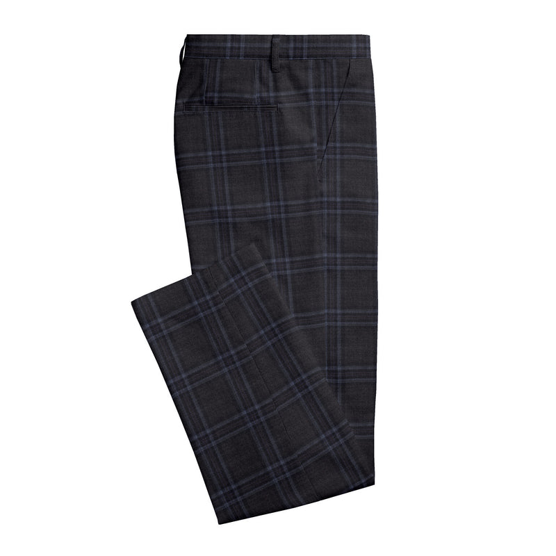 Image of a Grey & White Worsted Checks Merino Wool Pants Fabric