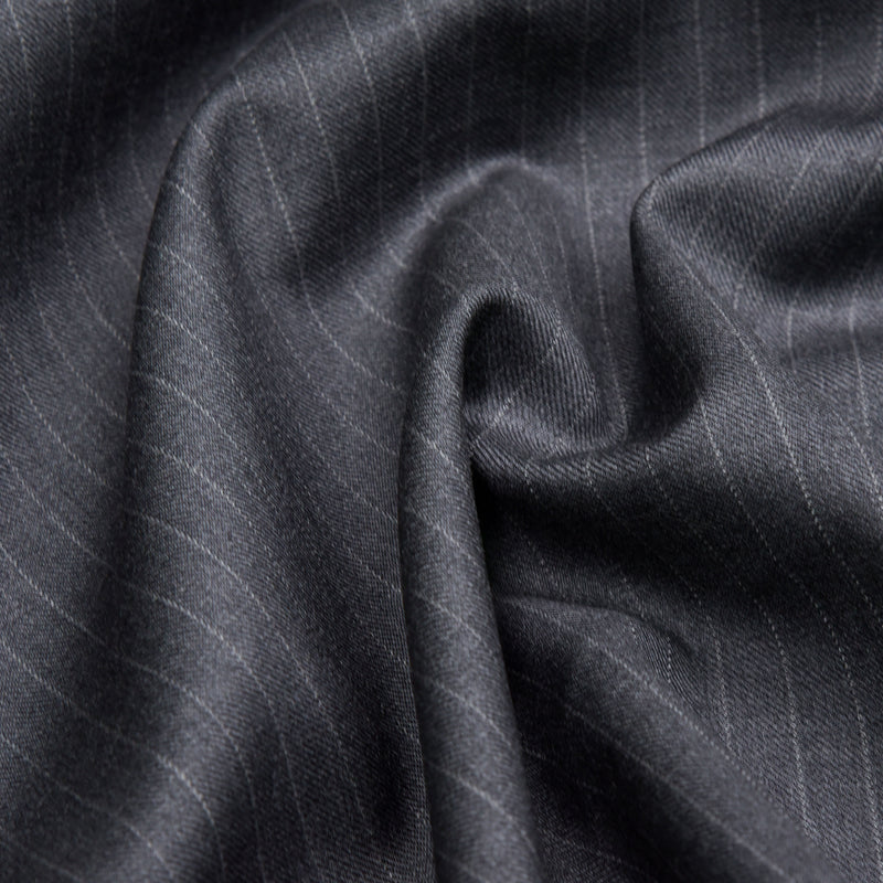 Image of a Grey & White Worsted Stripes Merino Wool Blazers Fabric