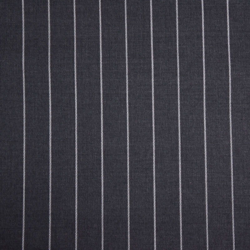 Image of a Grey & White Worsted Stripes Merino Wool Suiting Fabric