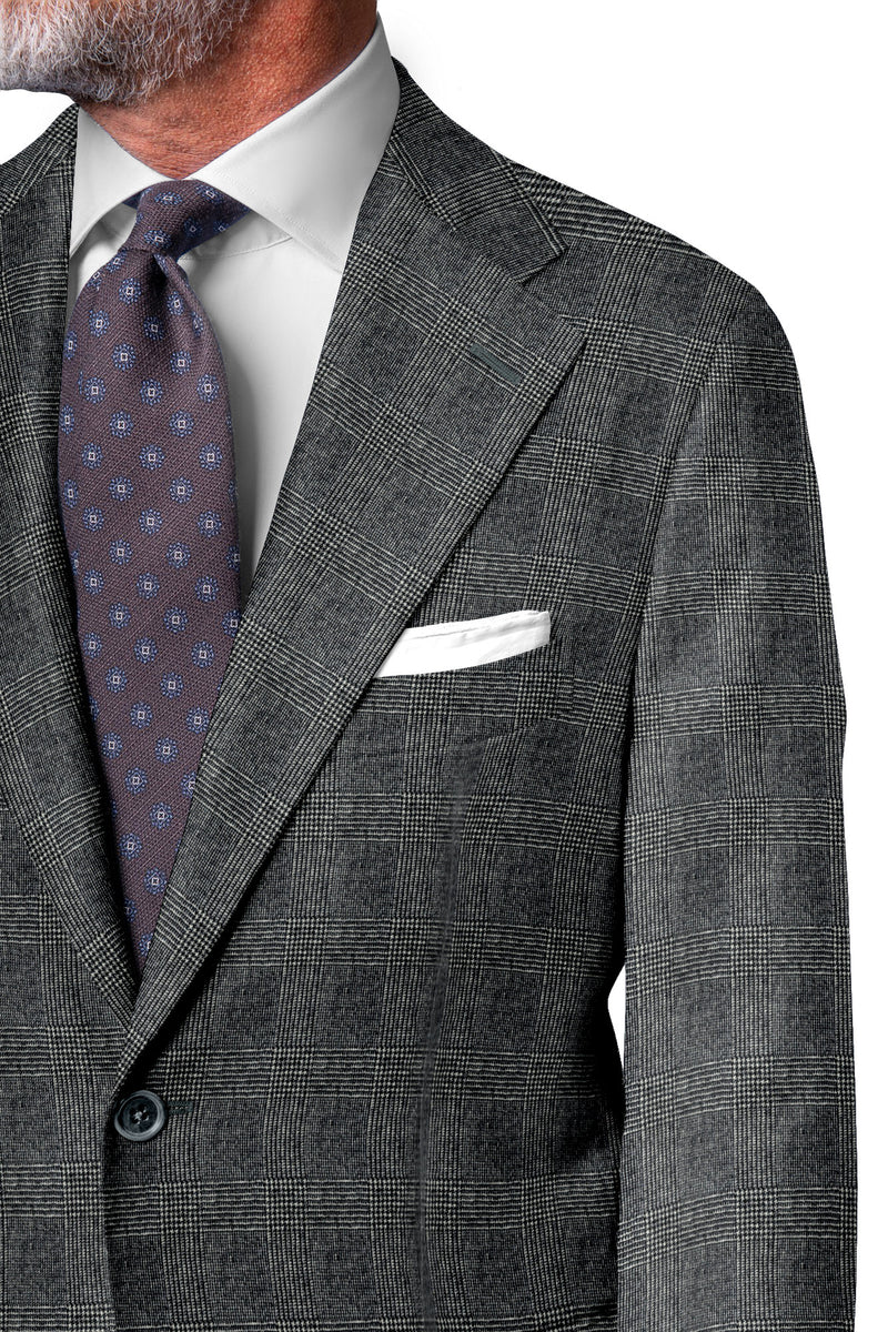 Image of a Grey Flannel Checks Merino Wool Suiting Fabric