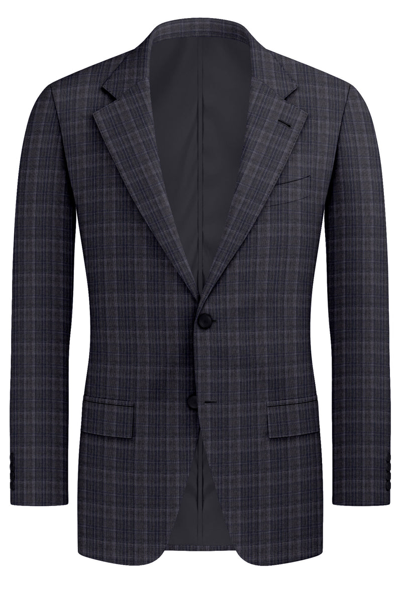 Image of a Grey Worsted Checks Merino Wool Blazers Fabric