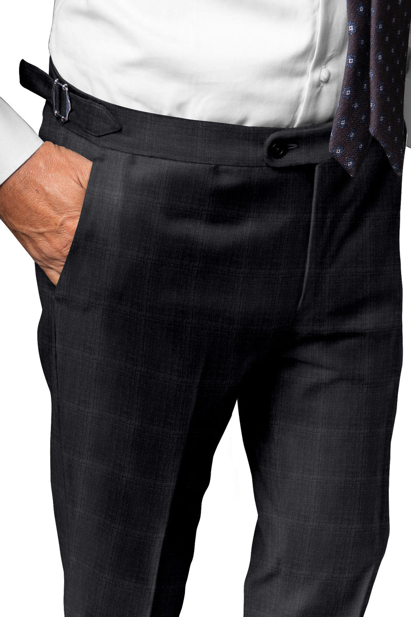 Image of a Grey Worsted Checks Merino Wool Pants Fabric