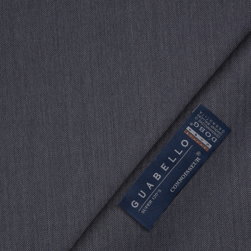 Image of a Grey Worsted Herring Bone Merino Wool Pants Fabric