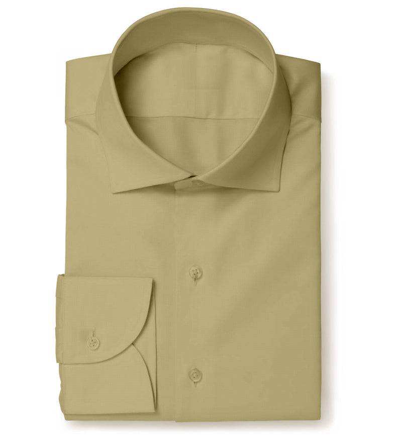 Image of a Khaki Satin Solids Cotton Stretch Shirting Fabric