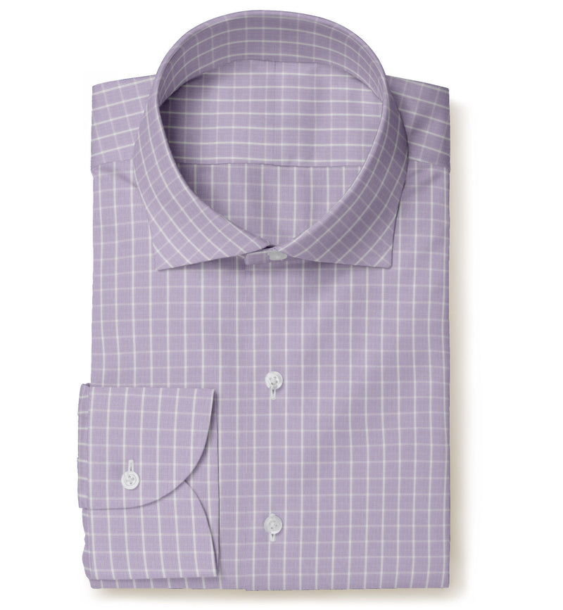 Image of a Lilac & White Dobby Checks Giza Cotton Shirting Fabric