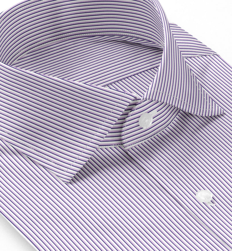 Image of a Lilac & White Poplin Stripes Giza Cotton Shirting Fabric