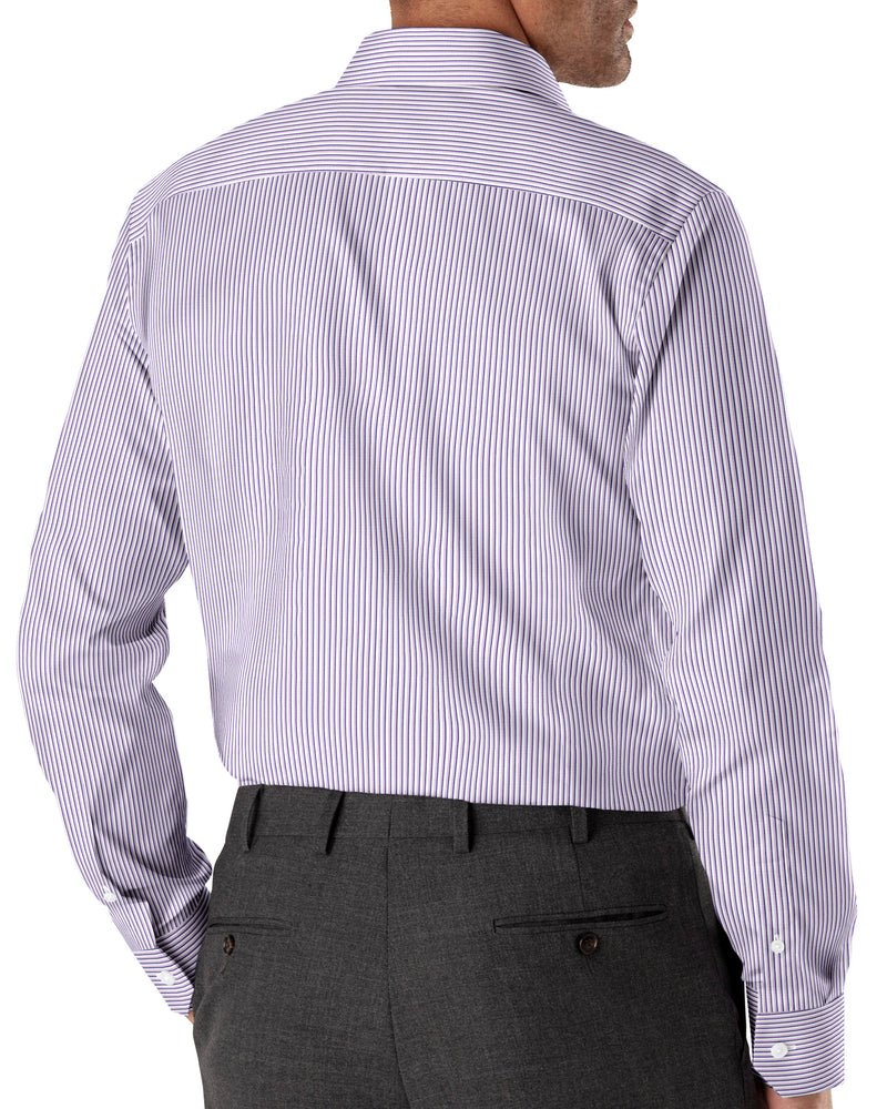 Image of a Lilac & White Poplin Stripes Giza Cotton Shirting Fabric