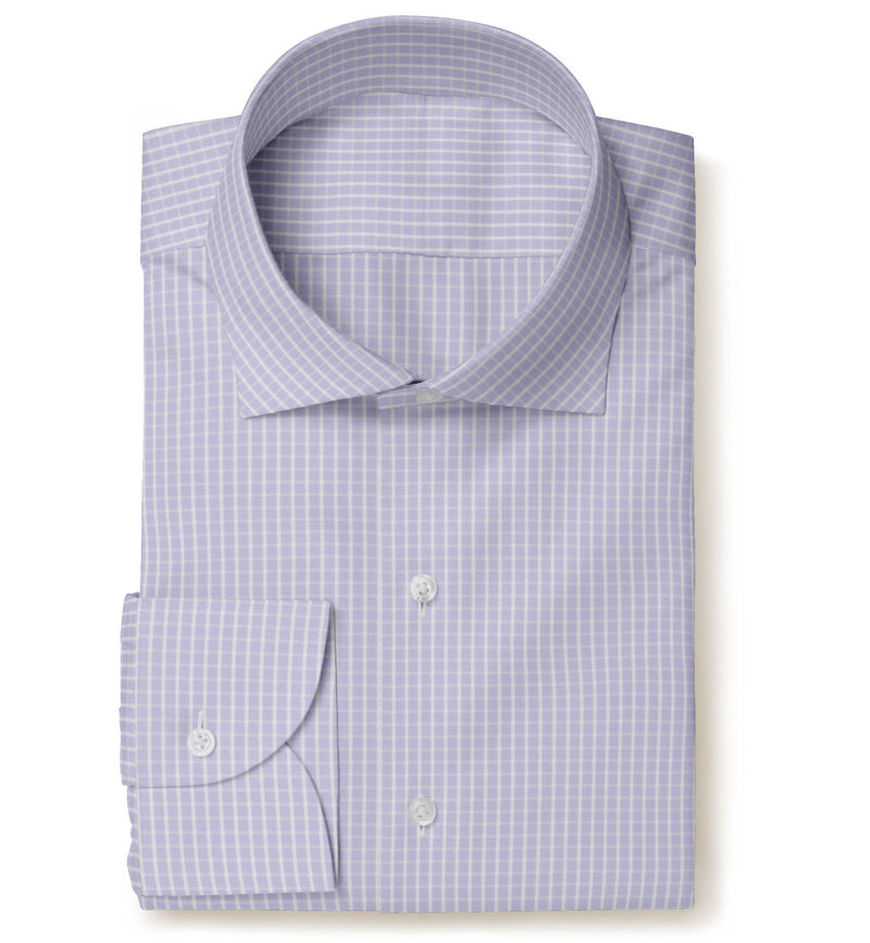 Image of a Lilac & White Twill Checks Giza Cotton Shirting Fabric