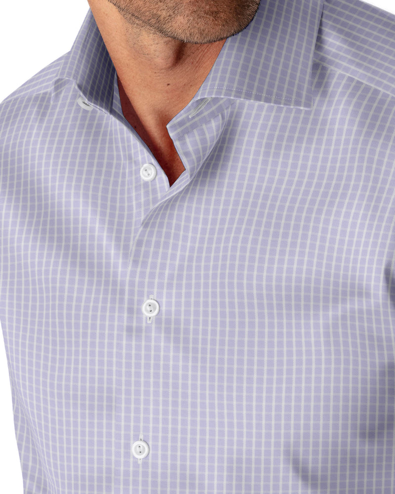 Image of a Lilac & White Twill Checks Giza Cotton Shirting Fabric