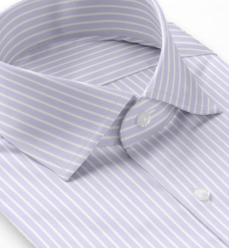 Image of a Lilac & White Twill Stripes Giza Cotton Shirting Fabric