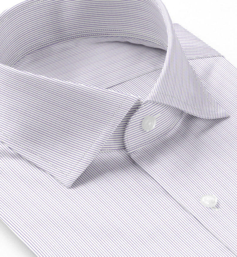 Image of a Lilac & White Twill Stripes Giza Cotton Shirting Fabric