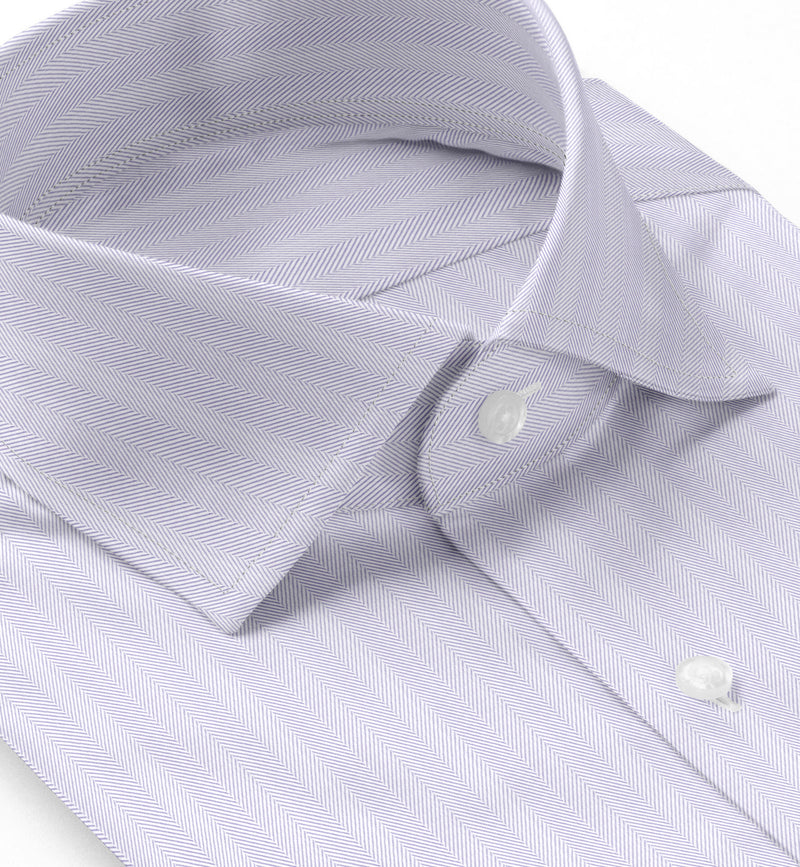 Image of a Lilac Herringbone Micropattern Giza Cotton Shirting Fabric