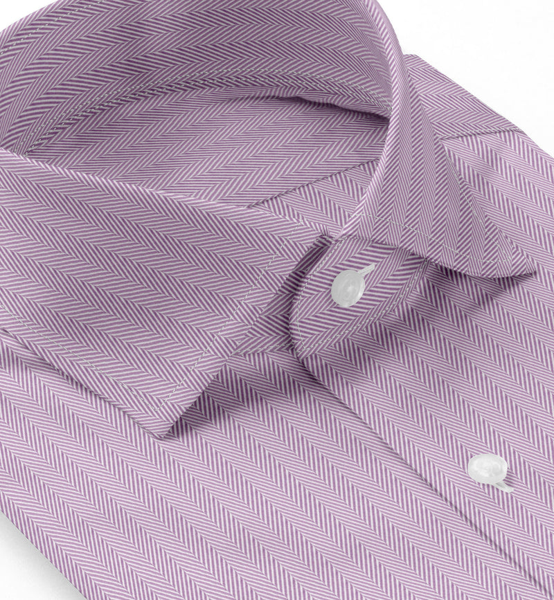 Image of a Lilac Herringbone Micropattern Giza Cotton Shirting Fabric