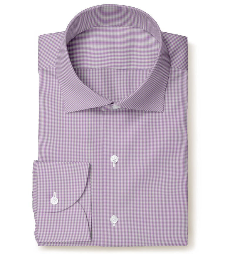 Image of a Lilac Poplin Checks Giza Cotton Shirting Fabric