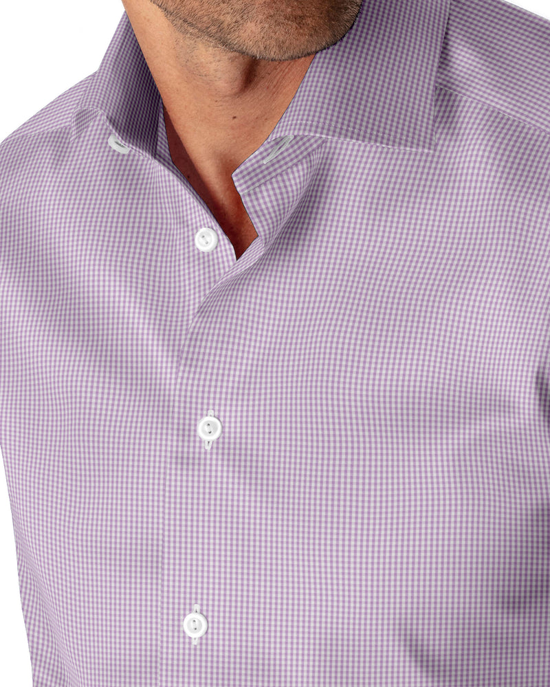 Image of a Lilac Poplin Checks Giza Cotton Shirting Fabric