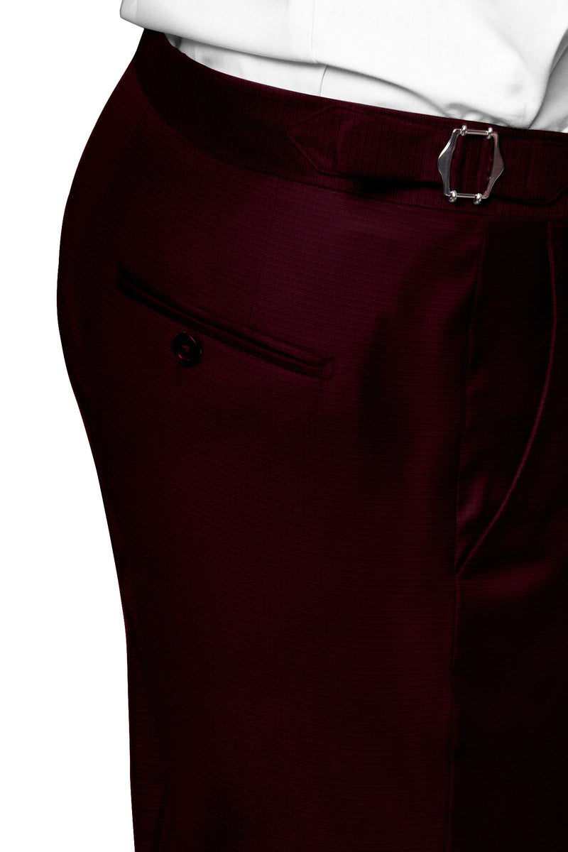 Image of a Maroon Worsted Twill Merino Wool Pants Fabric