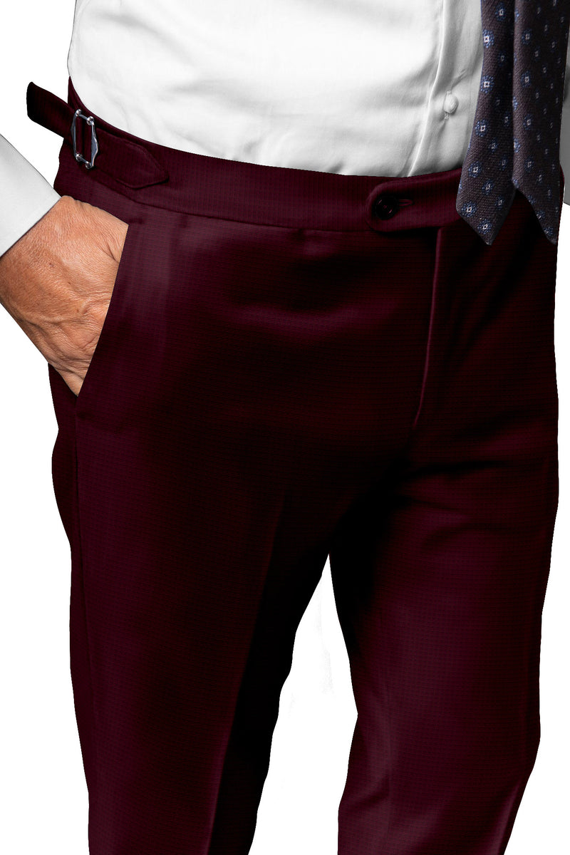 Image of a Maroon Worsted Twill Merino Wool Pants Fabric