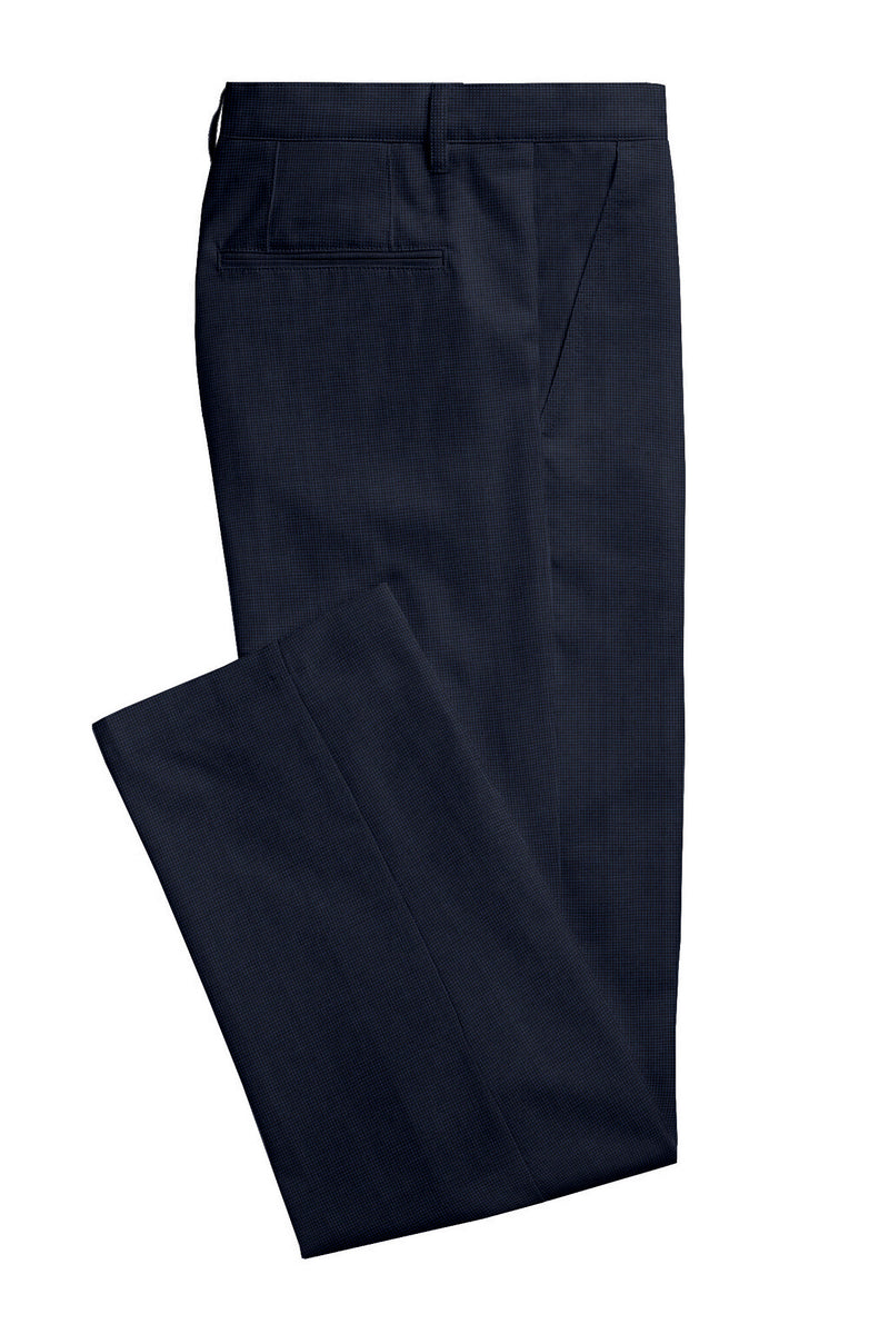 Image of a Mid-Blue & Black Worsted Dobby Merino Wool Pants Fabric