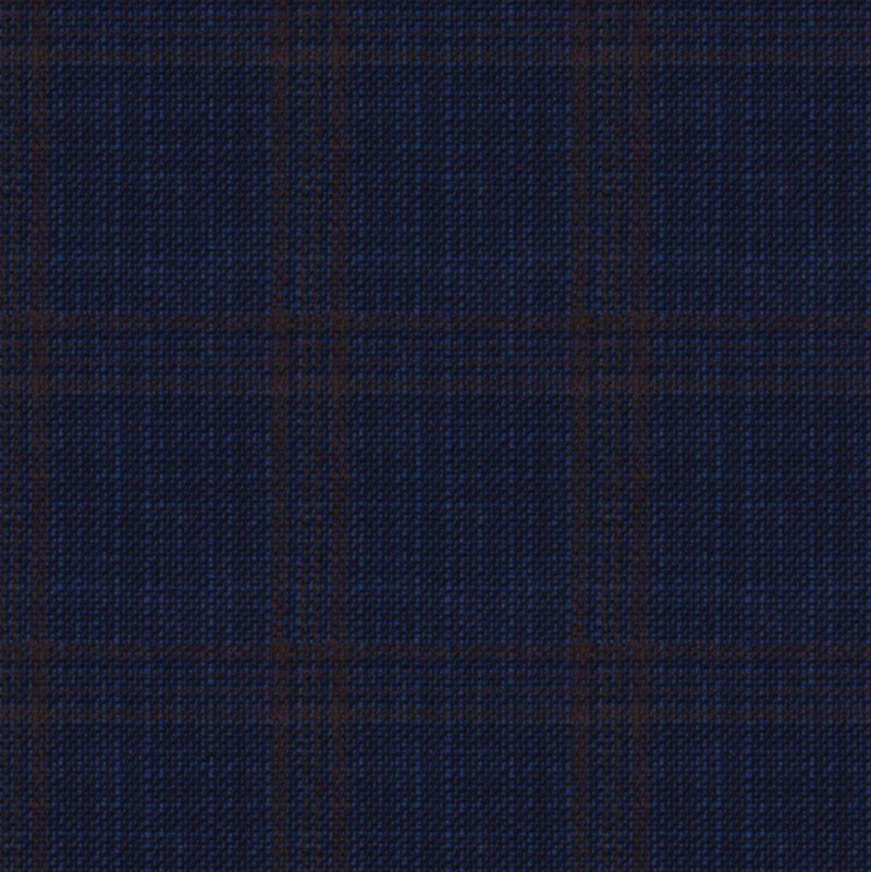 Image of a Mid-Blue & Brown Worsted Checks Merino Wool Blazers Fabric