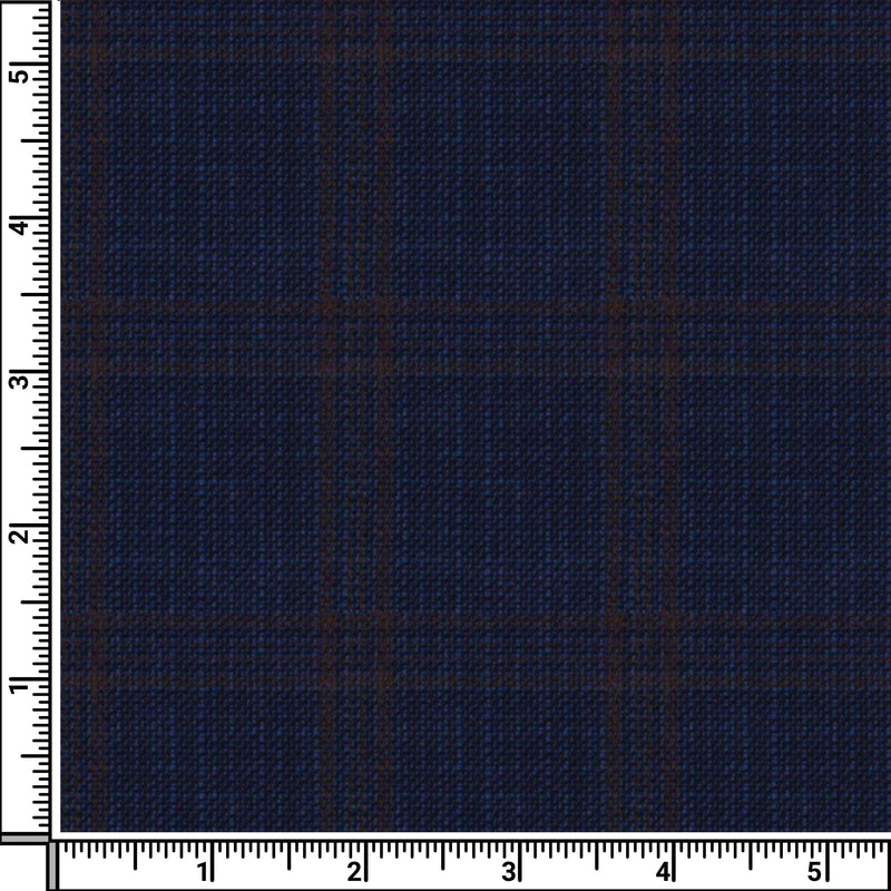 Image of a Mid-Blue & Brown Worsted Checks Merino Wool Blazers Fabric